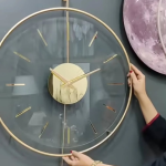 ساعت دیواری فلز و شیشه آونگ ثابت