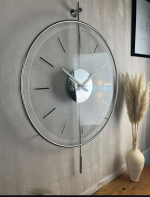 ساعت دیواری فلز و شیشه آونگ متحرک