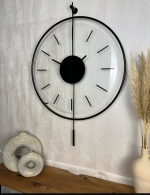 ساعت دیواری فلز و شیشه آونگ متحرک - تصویر 3