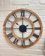 ساعت دیواری مدرن چوبی فلزی